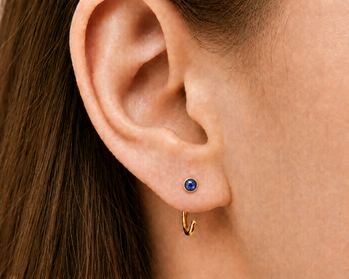 Gold-Filled Blue Kyanite Half Hoop Earrings