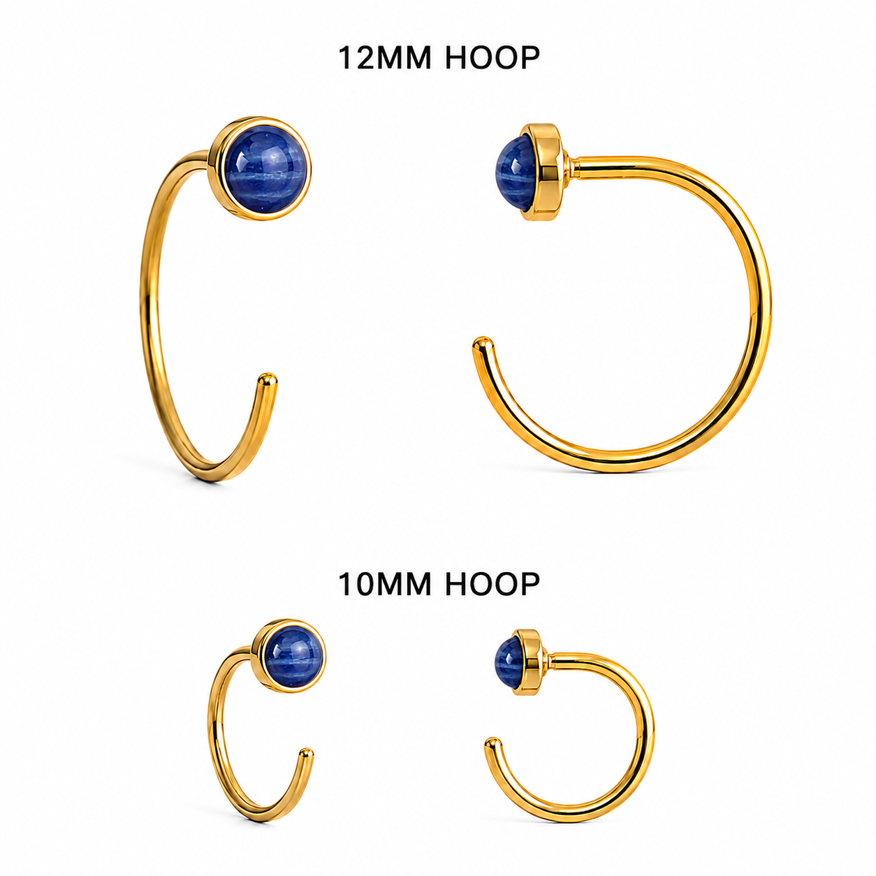 Gold-Filled Blue Kyanite Half Hoop Earrings