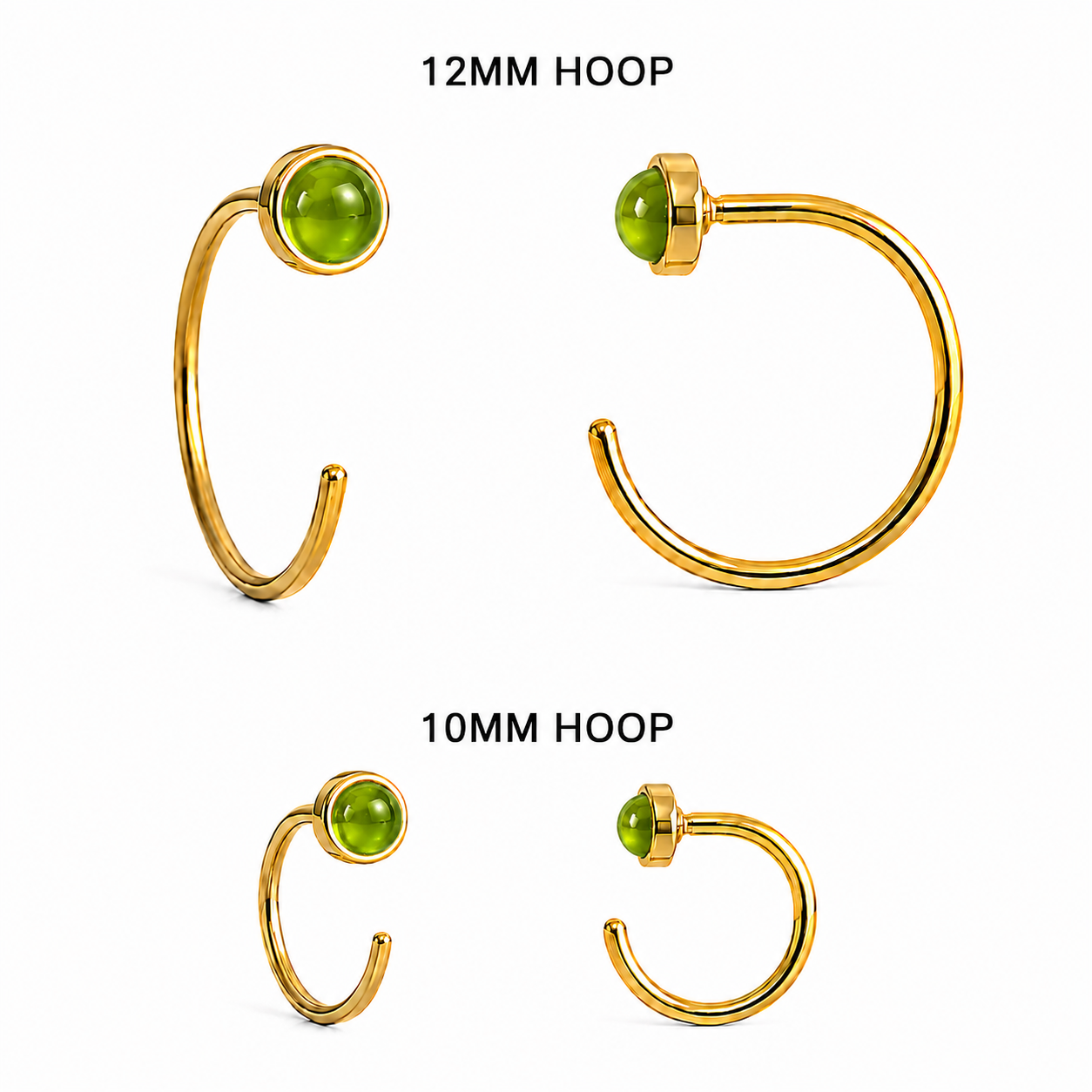 Gold-Filled Peridot Half Hoop Earrings