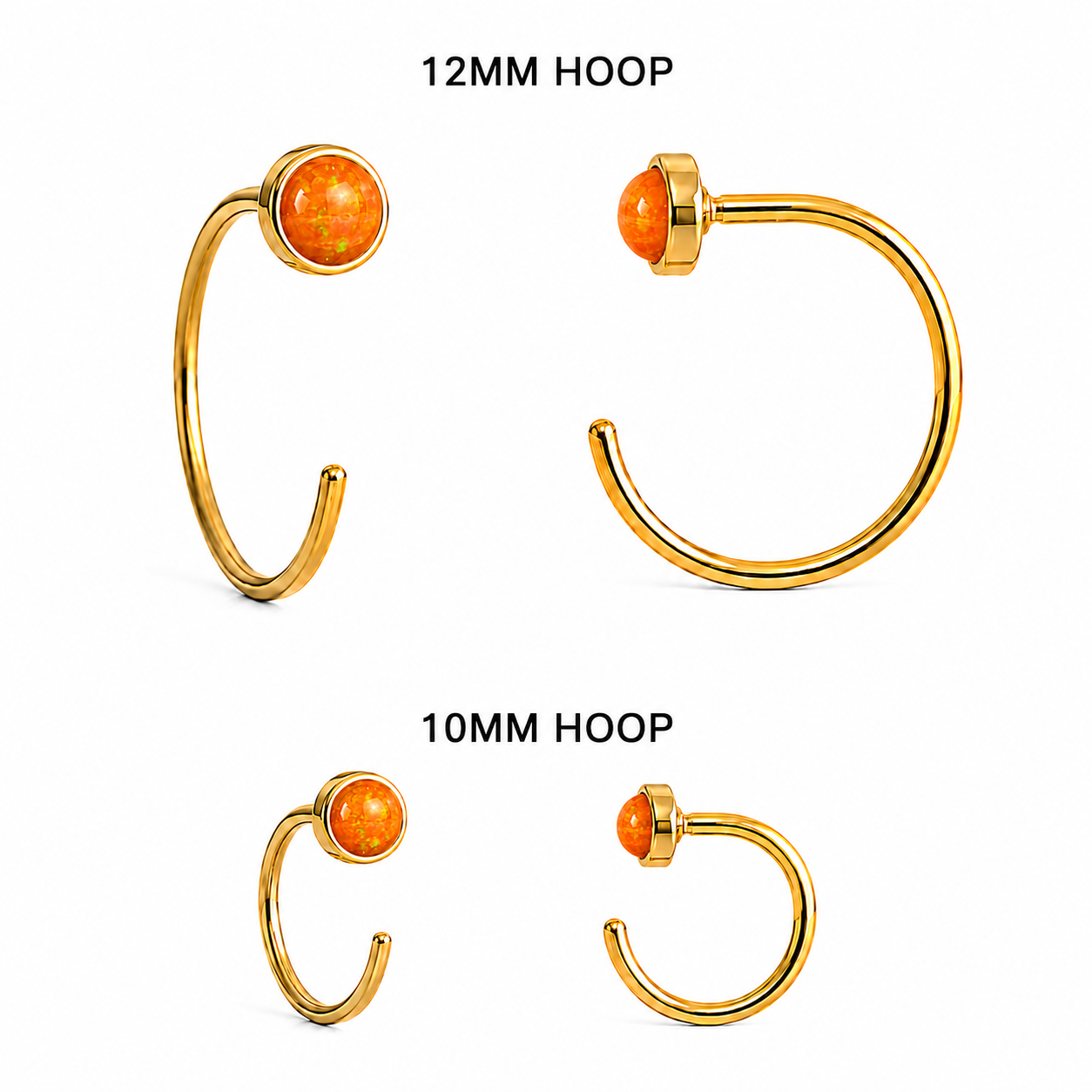 Gold-Filled Orange Opal Half Hoop Earrings