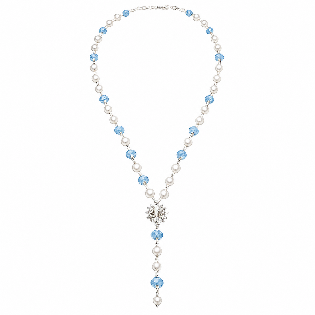 Aquamarine Freshwater Pearl Lariat Necklace