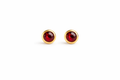 Gold-Filled Red Garnet Cabochon Stud Earrings