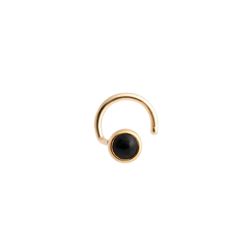 14K Solid Gold Black Spinel Nose Screw Stud