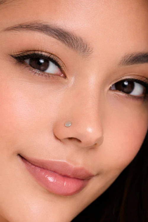 Sterling Silver Hammered Disc Nose Screw