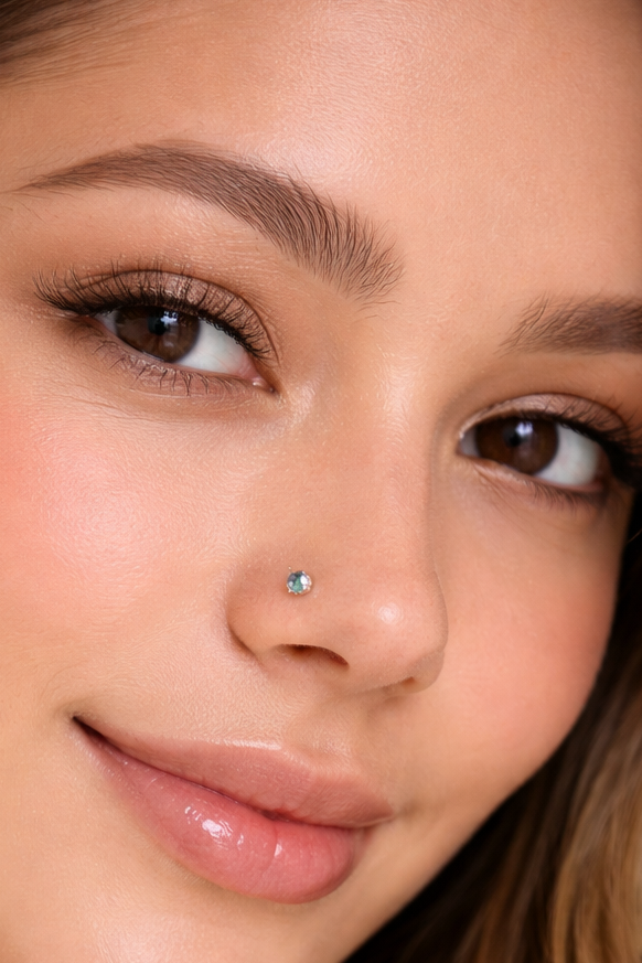 Sterling Silver White Opal Nose Screw