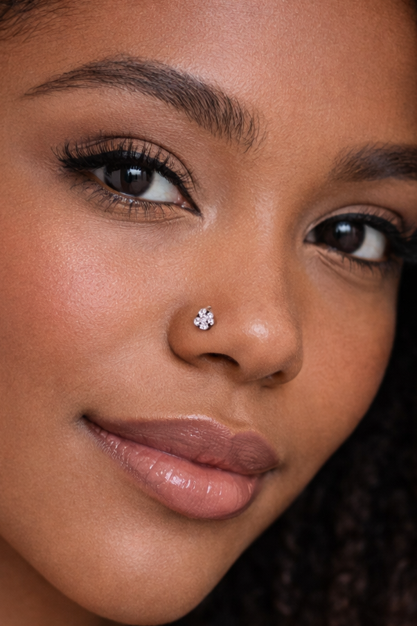 Sterling Silver Flower Nose Screw