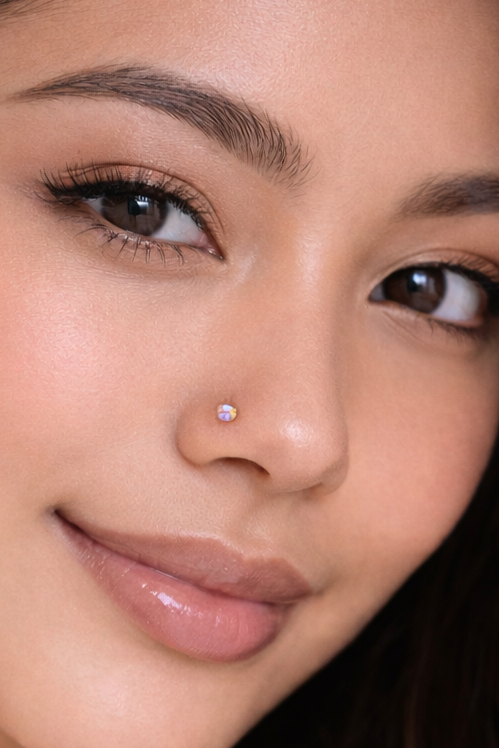 Gold-Filled Pink Opal Nose Screw