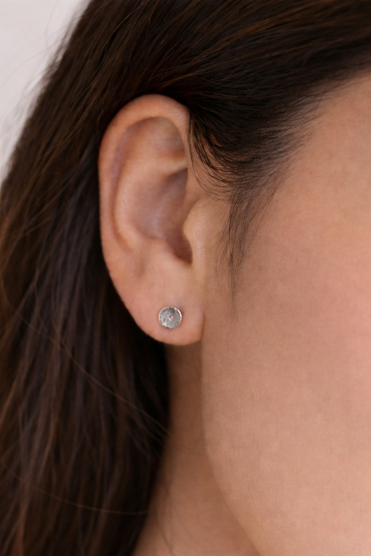 Sterling Silver Hammered Stud Earrings