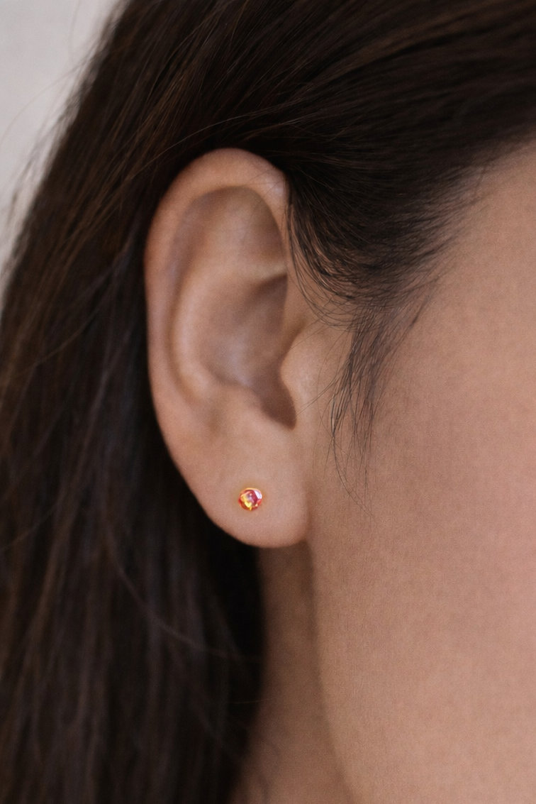 Fire Opal Tiny Stud Earrings