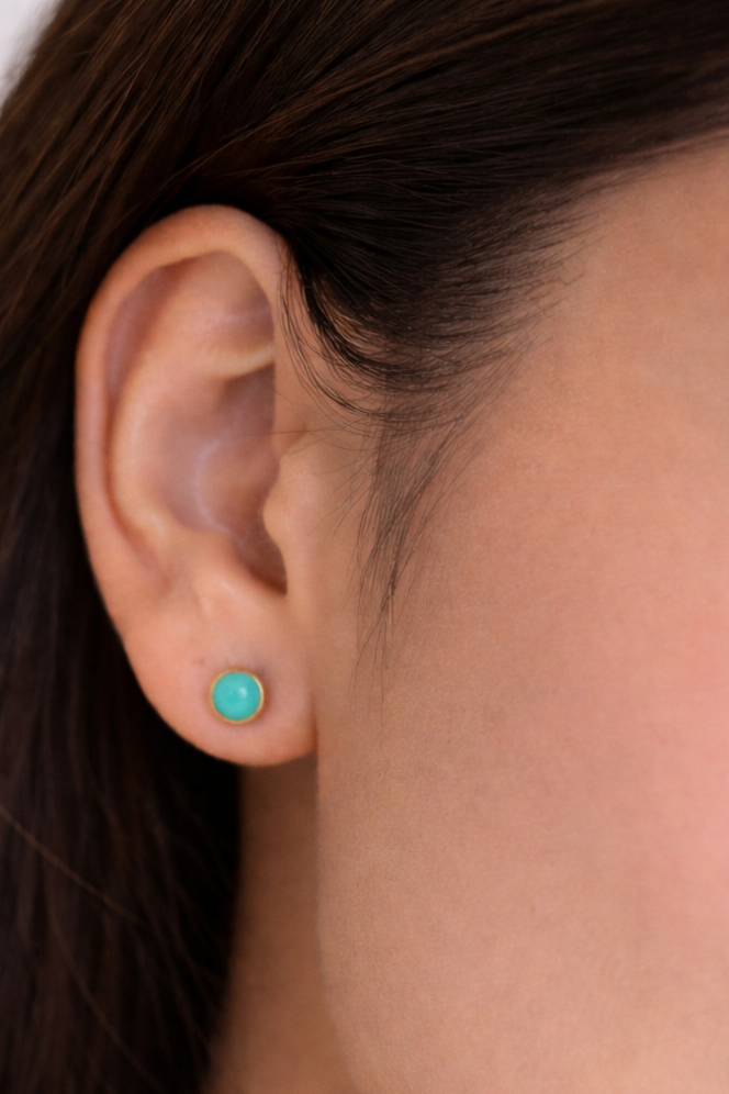 Gold-Filled Matte Turquoise Stud Earrings