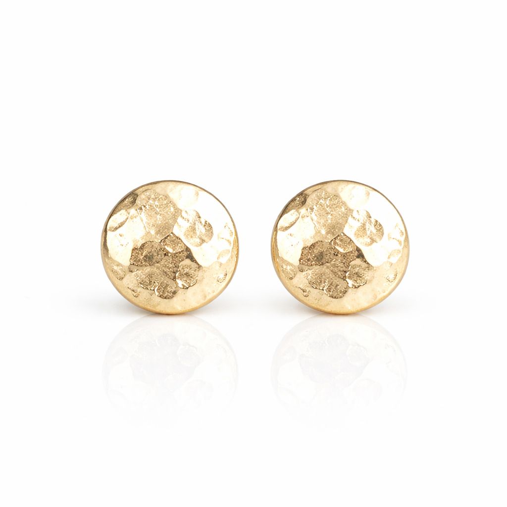 Solid Gold Hammered Finish Stud Post Earrings (3mm)