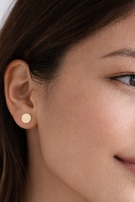 Solid Gold Shiny Finish Stud Post Earrings (5mm)