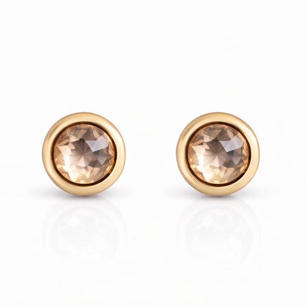 Solid Gold White Faceted Topaz Stud Earrings (3mm)