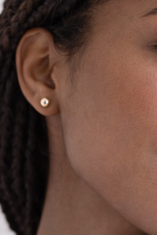 Solid Gold White Faceted Topaz Stud Earrings (3mm)