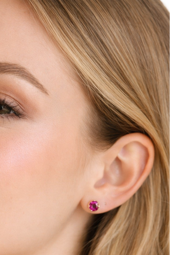 Solid Gold Ruby Stud Earrings (4mm)