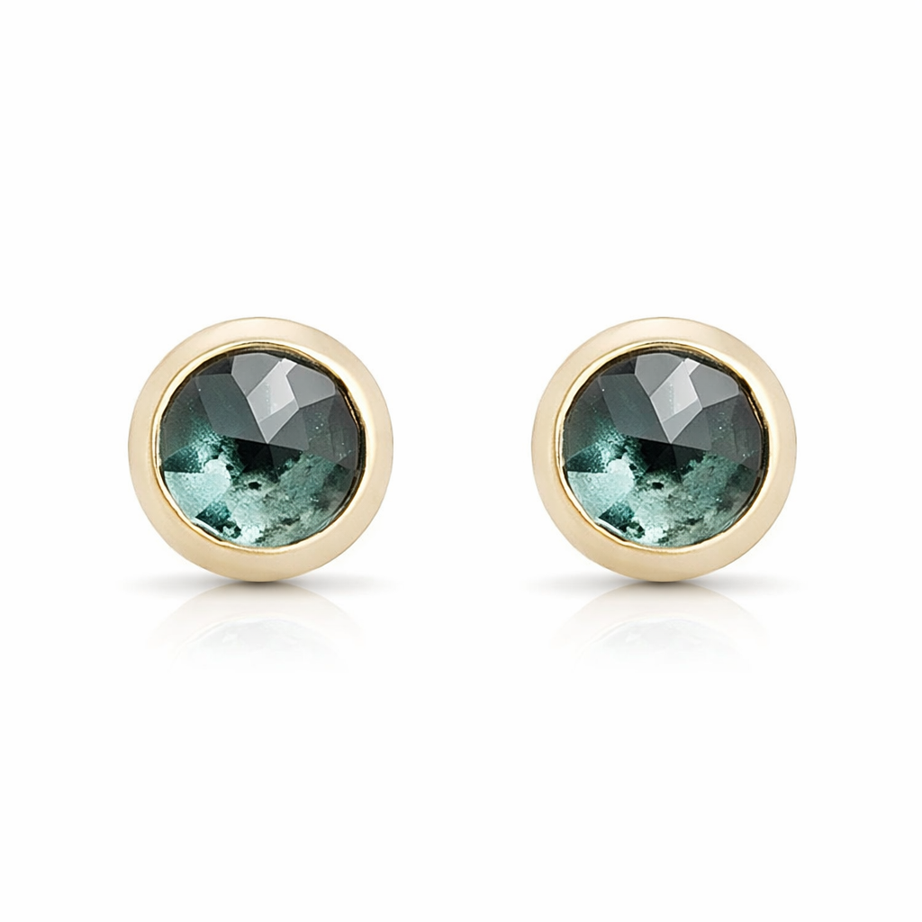 Solid Gold Swiss Topaz Stud Earrings (4mm)