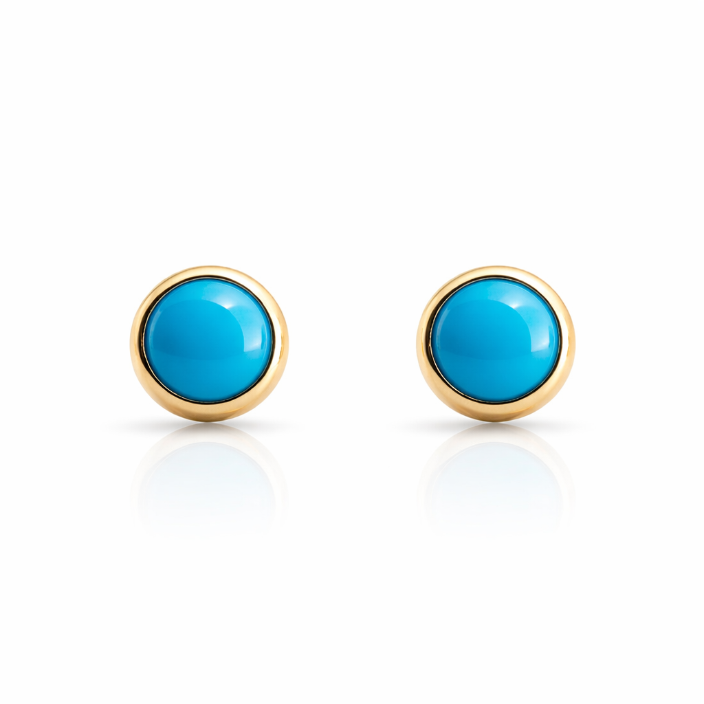 Solid Gold Sleeping Beauty Turquoise Stud Earrings (4mm)