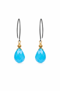 Gold-Filled Aqua Chalcedony Wire Drop Earrings