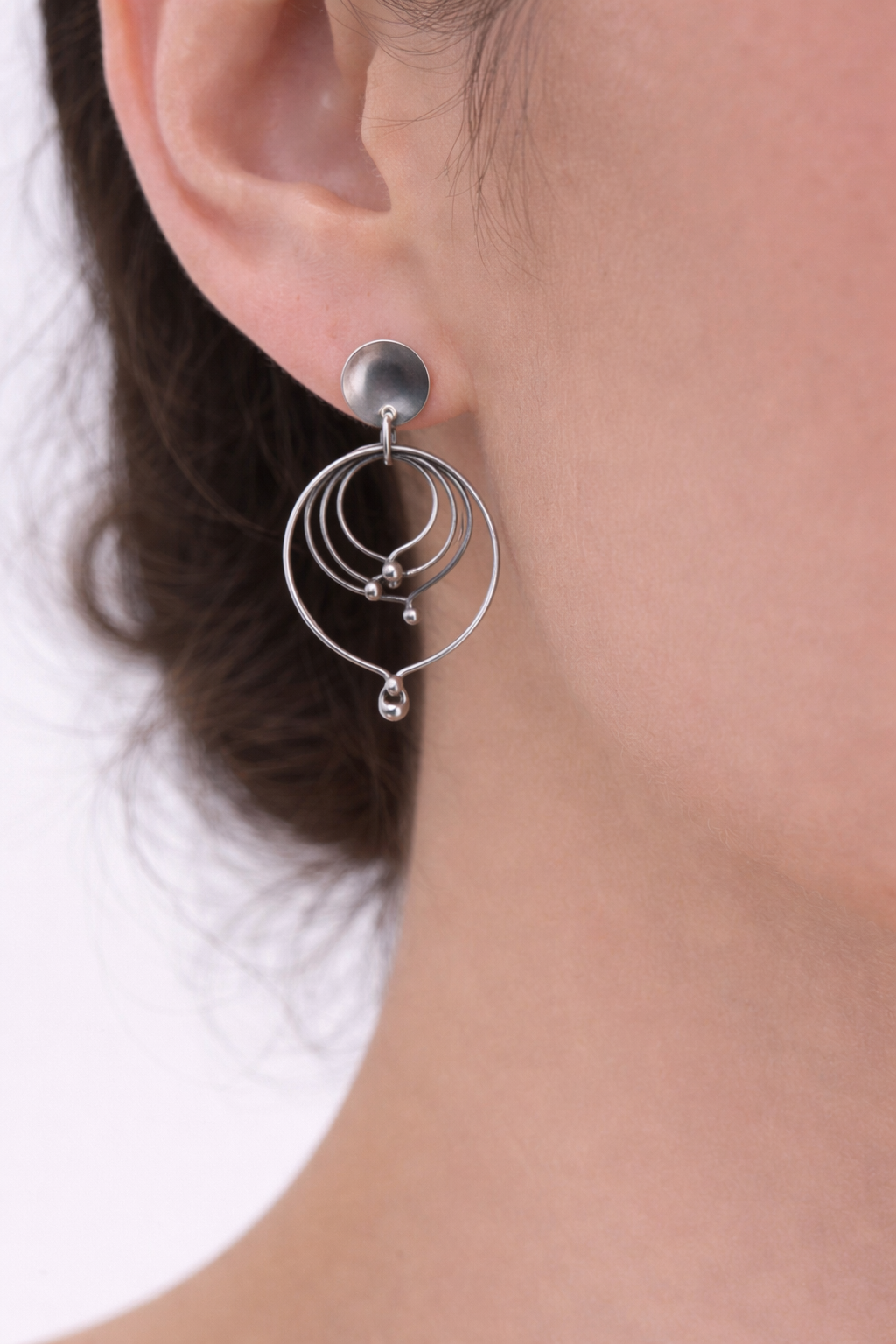 Sterling Silver Stud Hoop Earrings
