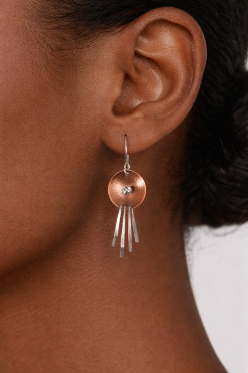 Copper & Sterling Silver CZ Earrings
