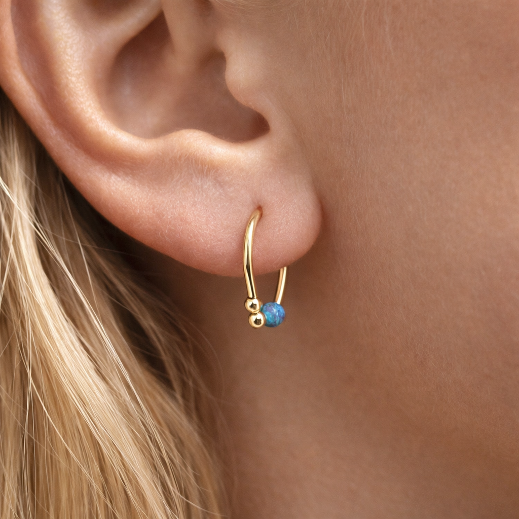 20 GA Gold-Filled with Synthetic Opal Teardrop Hoop Earrings