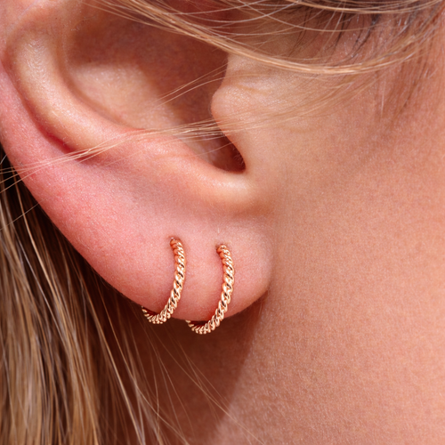 14k Rose Gold-Filled Small Twisted Hoop Earrings