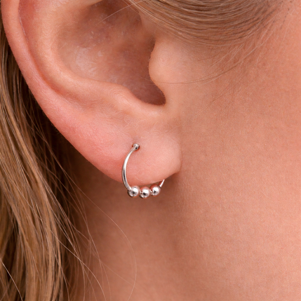Small Hoop with Beads Earrings