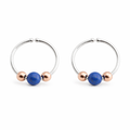22 GA Sterling Silver with Lapis Lazuli Extra Thin Hoop Earrings