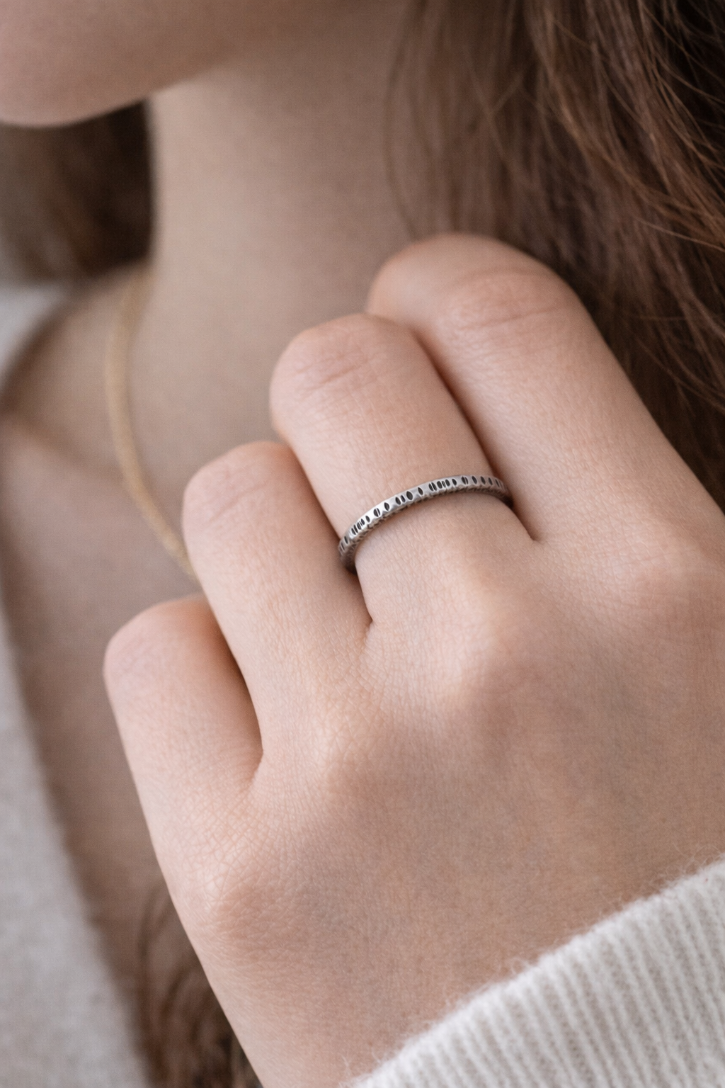 Sterling Silver Hammered Band Ring