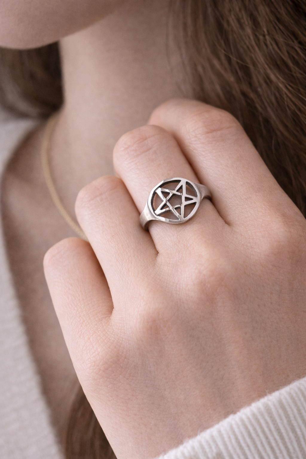 Sterling Silver Pentagram Star Ring