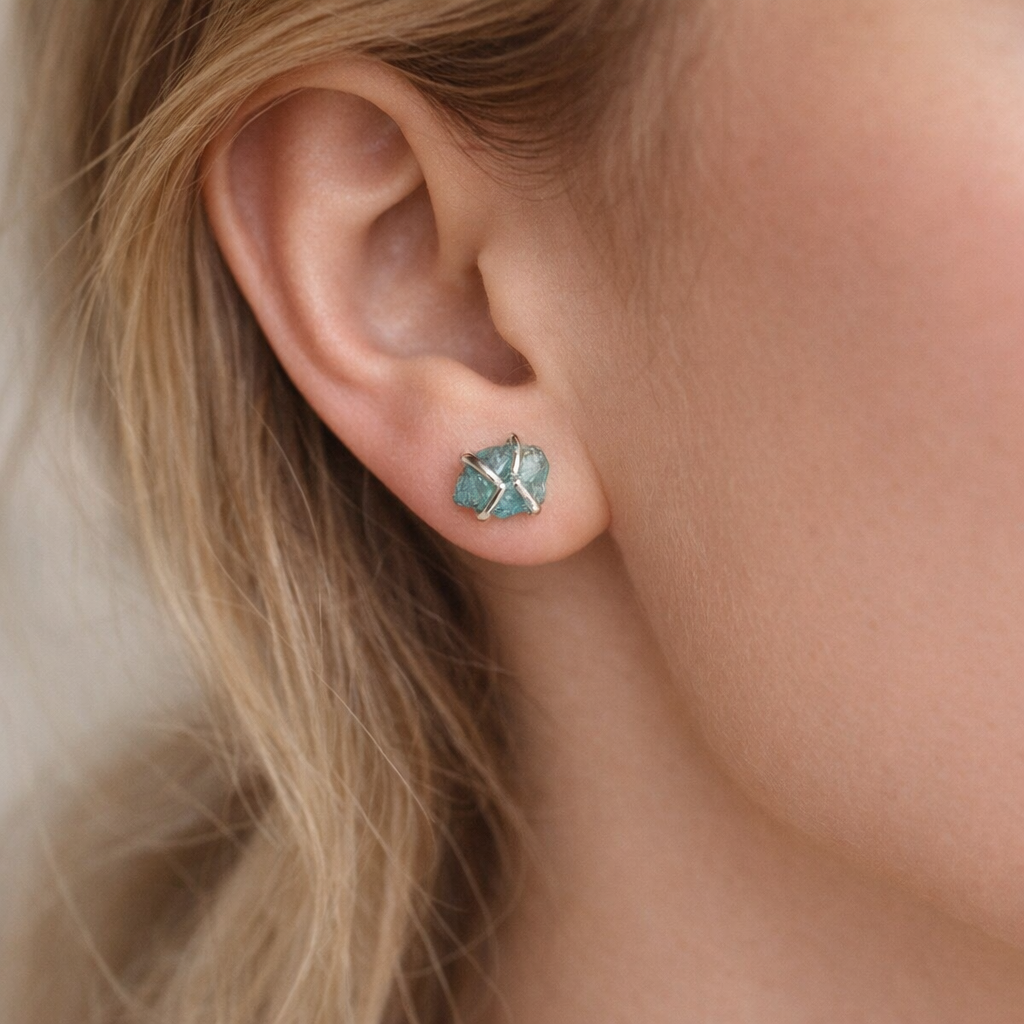Sterling Silver Apatite Studs Earrings