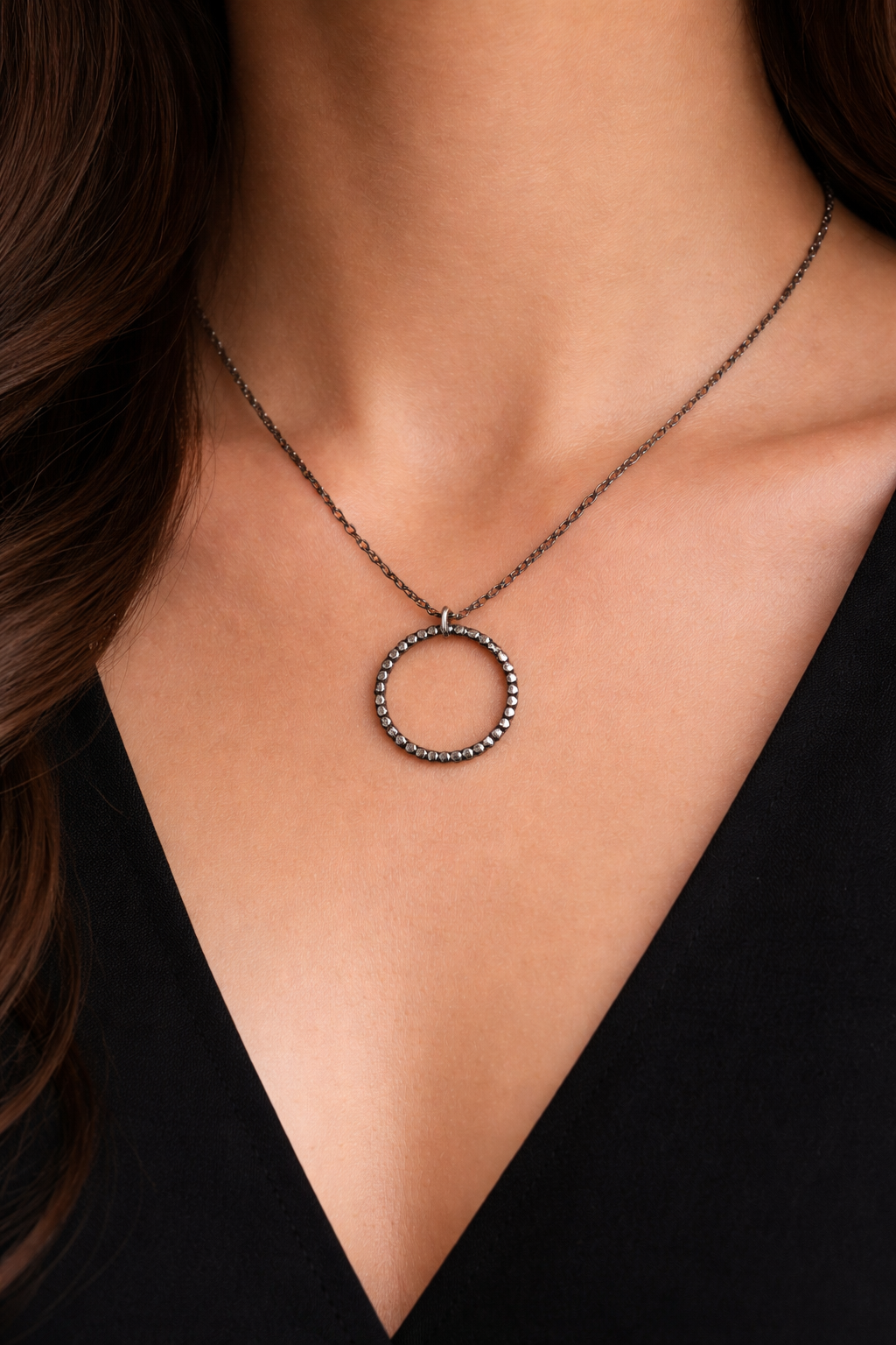 Sterling Silver Circle Pendant Necklace