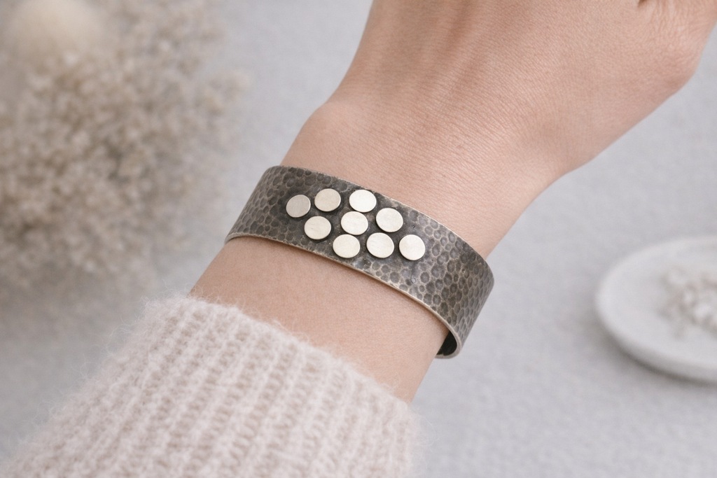 Raw Brass Textured Cuff Bracelet