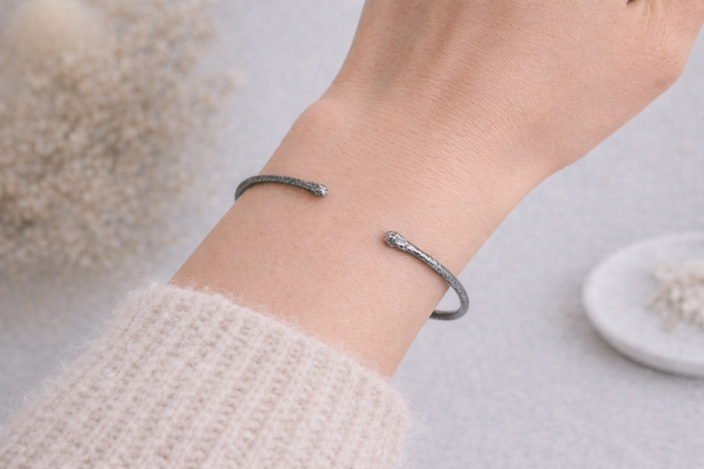 Sterling Silver Dual Drop Cuff Bracelet