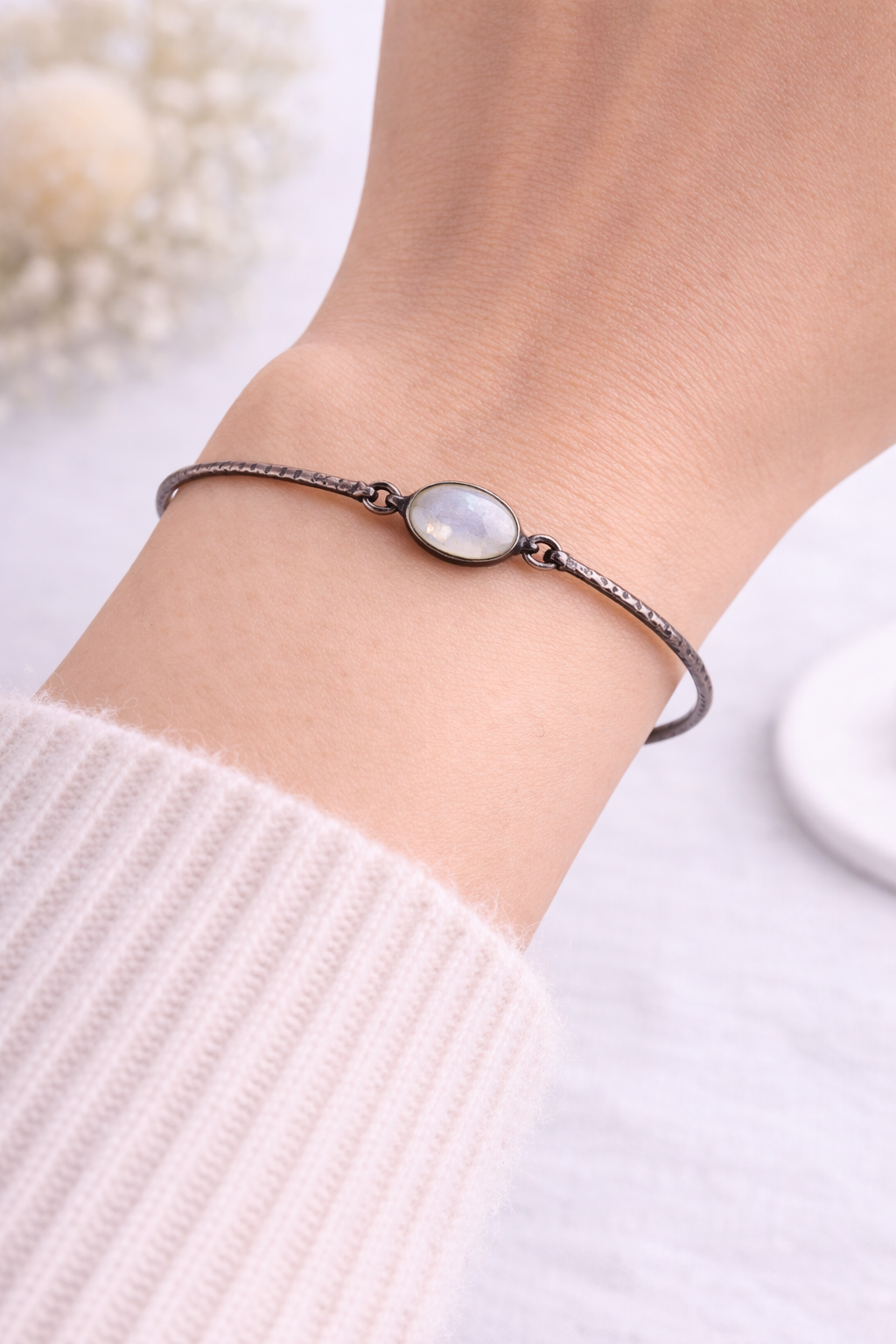 Sterling Silver Moonstone Cuff Bracelet
