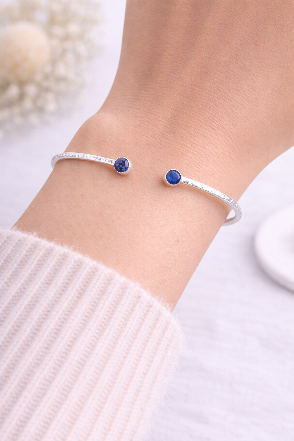 Blue Sapphire & Lapis Denim Cuff Bracelet