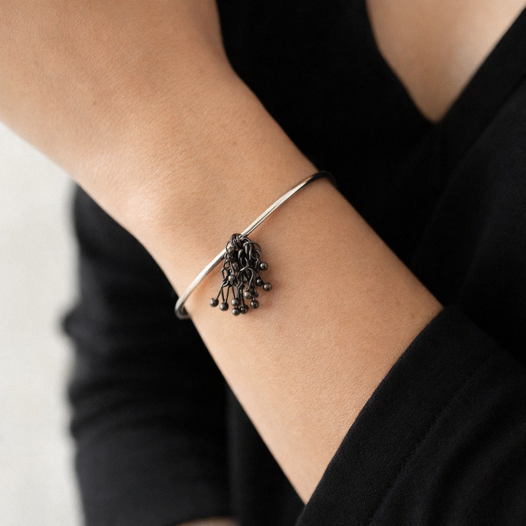 Chunky Sterling Silver Bangle Bracelet