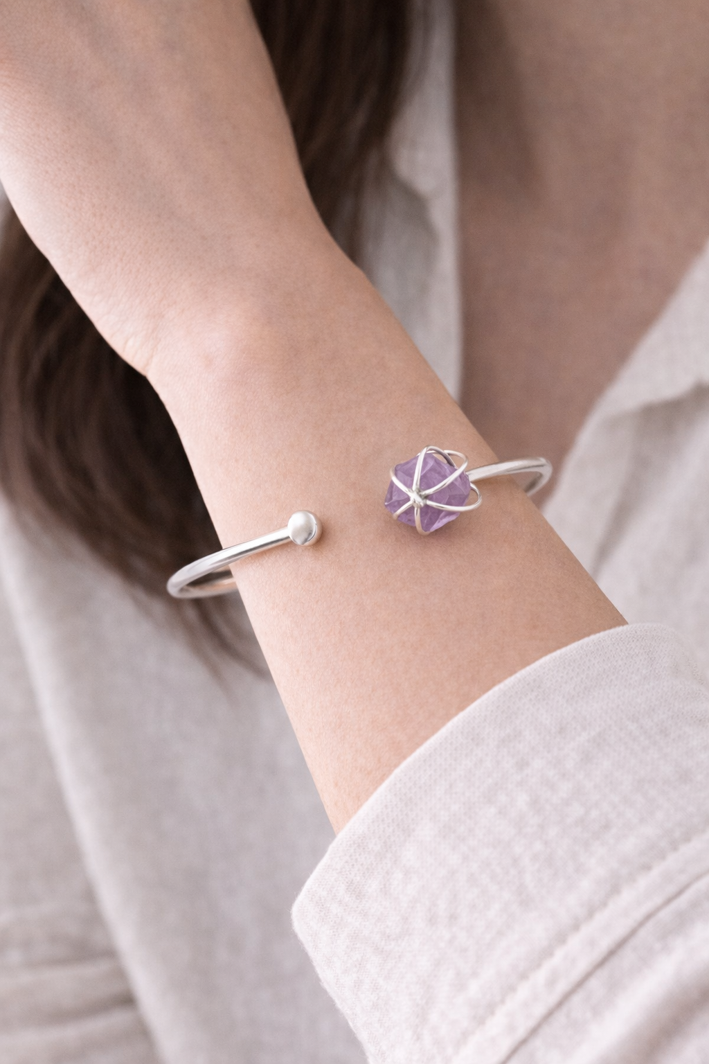 Sterling Silver Amethyst Cuff Bracelet