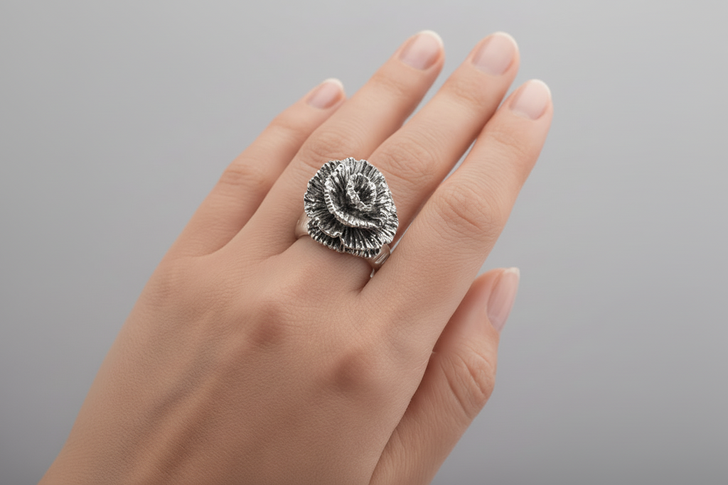 Sterling Silver Floral Statement Ring