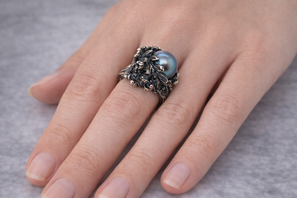 Sterling Silver Tahitian Pearl Solitaire Ring