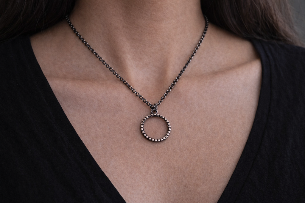 Sterling Silver Circle Pendant Necklace