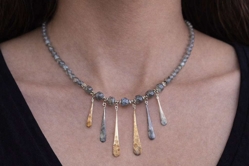 Sterling Silver & Gold Filled Labradorite Necklace