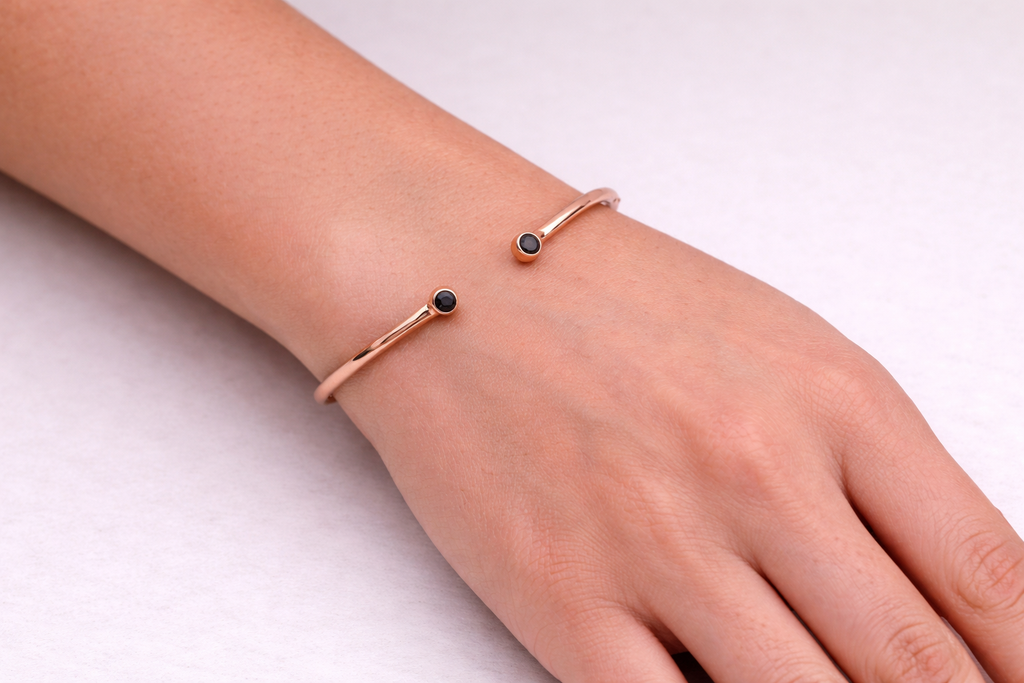 Black Spinel Open Cuff Bracelet
