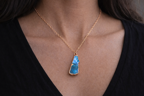 14K Rose Gold Labradorite Pendant Necklace