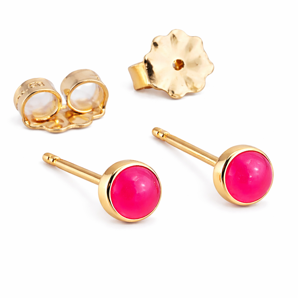 Pink Chalcedony Stud Earrings