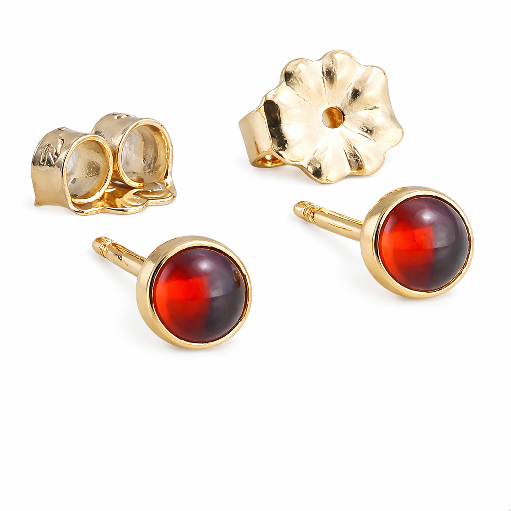 Red Garnet Post Stud Earrings