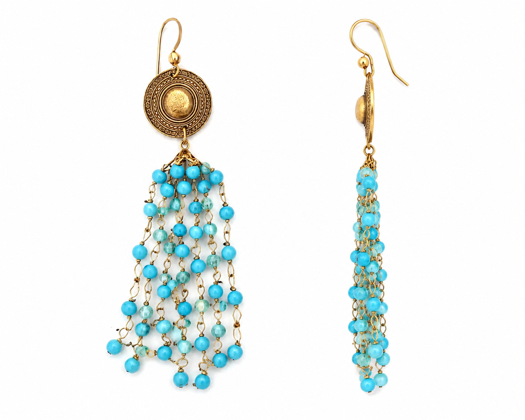 Aquamarine & Turquoise Dangle Earrings, 14k Gold Filled