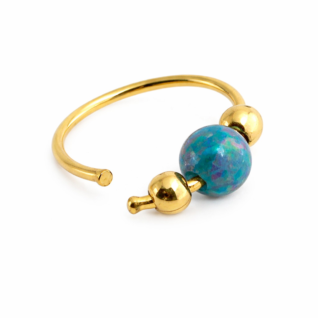 Dark Blue Opal Nose Hoop