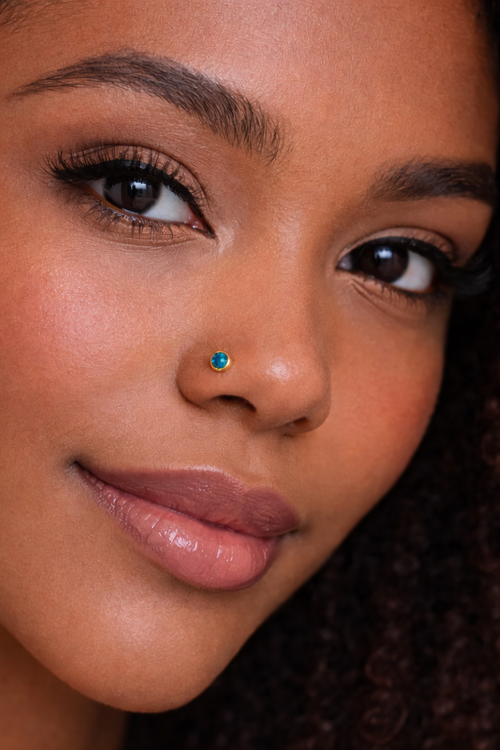 Gold-Filled Blue Green Opal Nose Screw