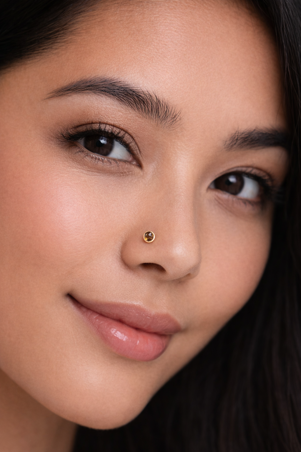 Solid Gold Citrine Nose Screw Stud